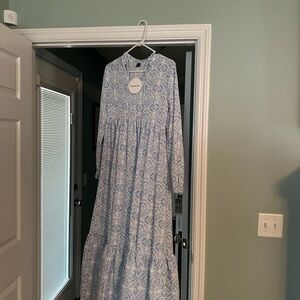 SHEIN blue & white long dress